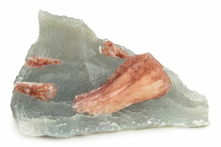 Red-Orange Stilbite Crystals on Chalcedony - India #243906